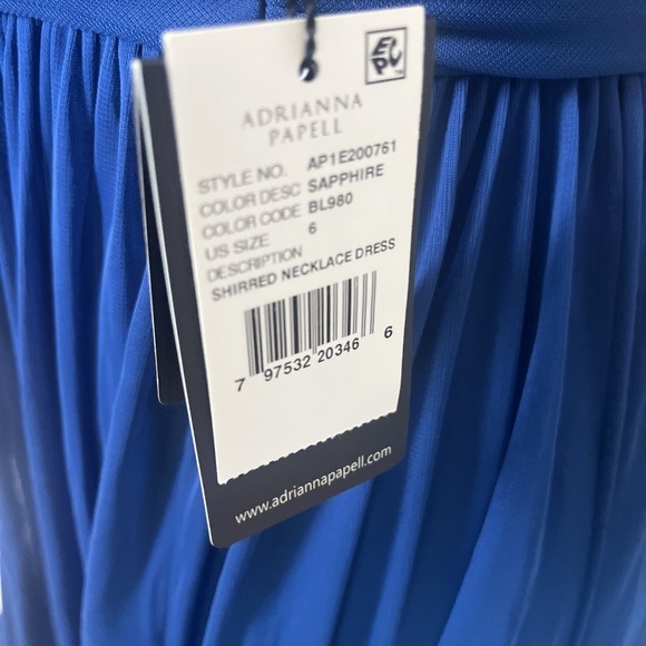 Adrianna Papell NWT Blue Formal Evening Shirred Special Occasion Dress Size 6 - Picture 3 of 11